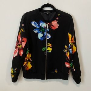 Black and Floral Bomber Jacket